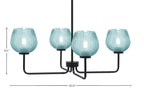 Sandia Four Light Chandelier in Matte Black with Turquoise Textured Shade