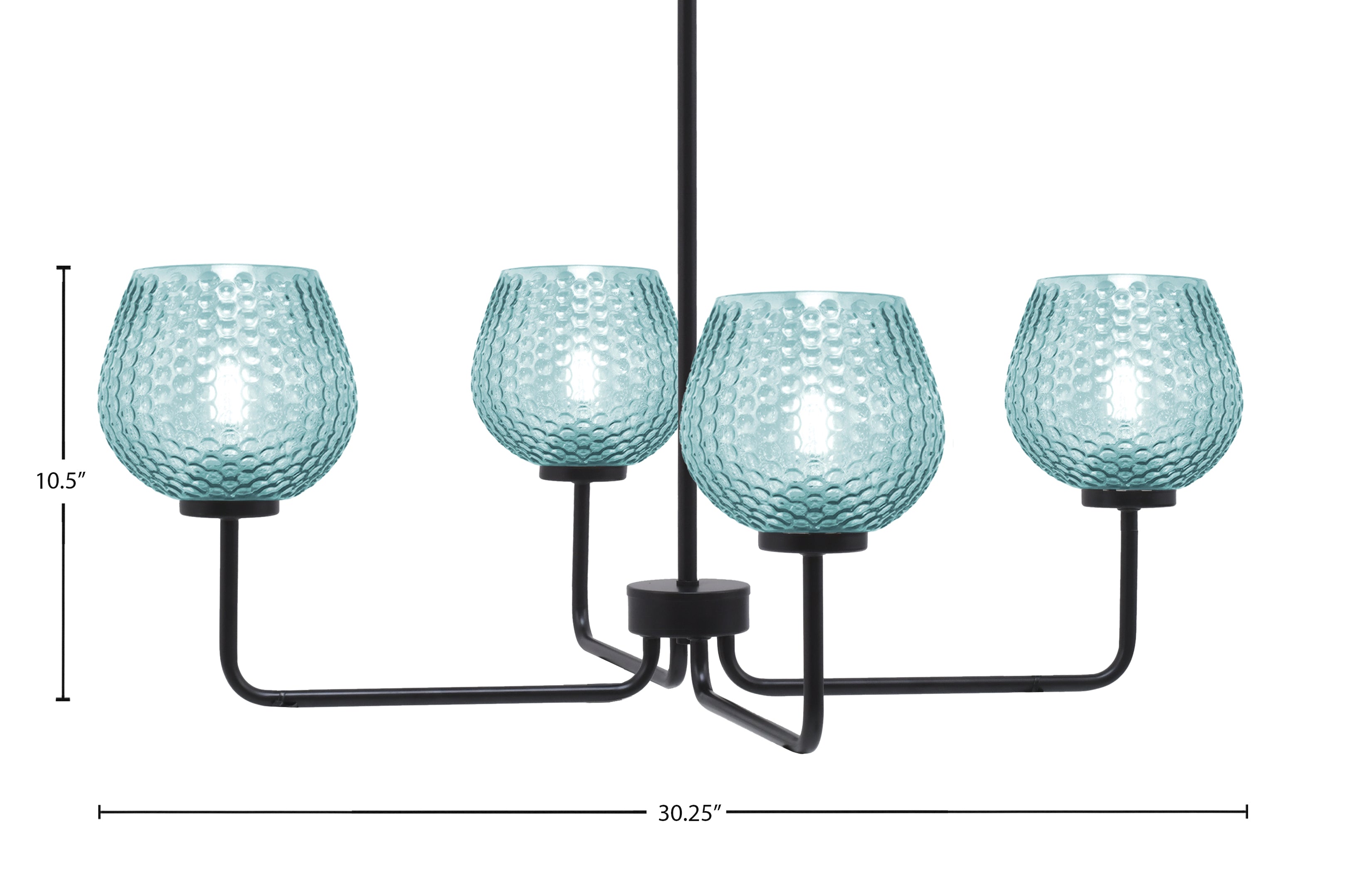 Sandia Four Light Chandelier in Matte Black with Turquoise Textured Shade