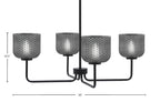 Sandia Four Light Chandelier in Matte Black with Smoke Textured Shade