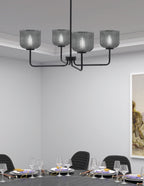 Sandia Four Light Chandelier in Matte Black with Smoke Textured Shade