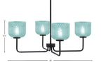 Sandia Four Light Chandelier in Matte Black with Turquoise Textured Shade