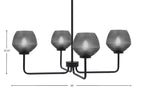Sandia Four Light Chandelier in Matte Black with Smoke Textured Shade
