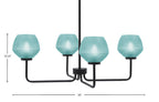 Sandia Four Light Chandelier in Matte Black with Turquoise Textured Shade