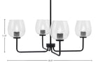 Sandia Four Light Chandelier in Matte Black with Clear Bubble Shade