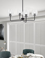 Sandia Four Light Chandelier in Matte Black with Clear Bubble Shade