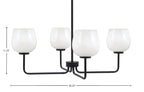 Sandia Four Light Chandelier in Matte Black with White Marble Shade
