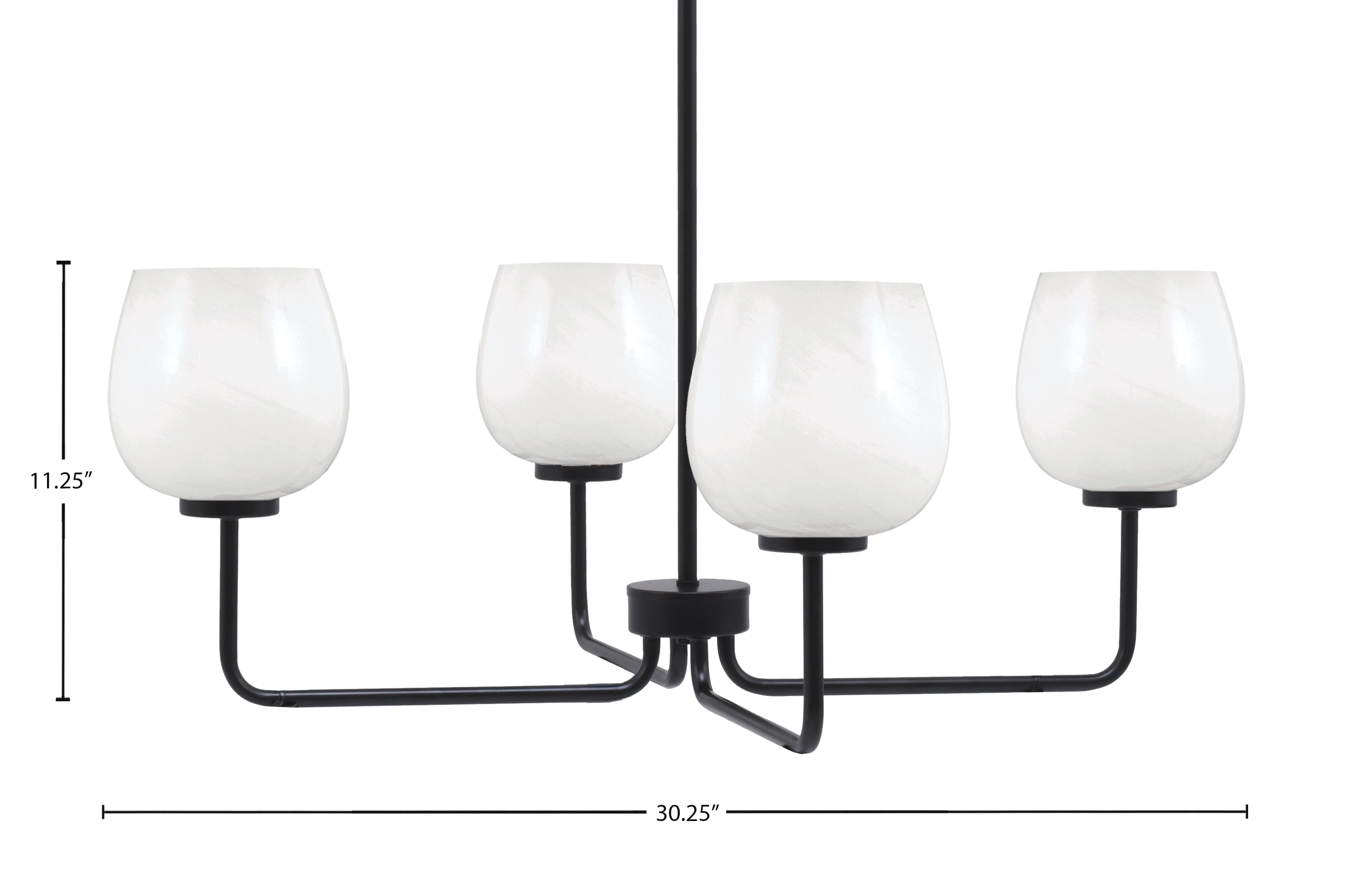 Sandia Four Light Chandelier in Matte Black with White Marble Shade