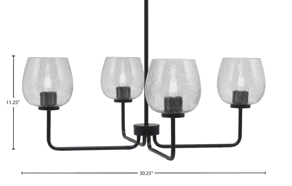 Sandia Four Light Chandelier in Matte Black with Smoke Bubble Shade