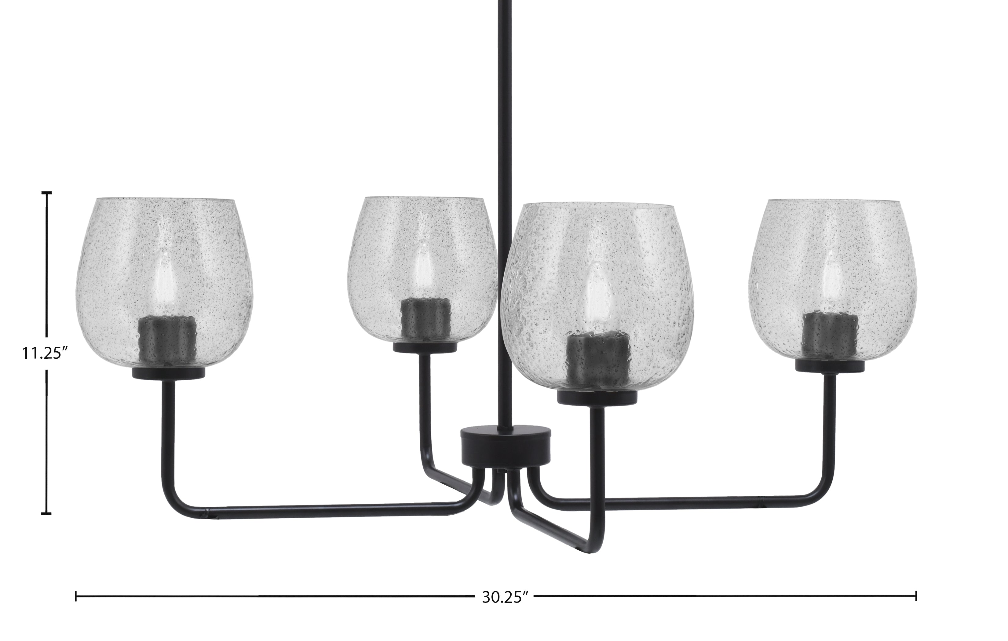 Sandia Four Light Chandelier in Matte Black with Smoke Bubble Shade