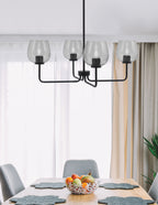 Sandia Four Light Chandelier in Matte Black with Smoke Bubble Shade