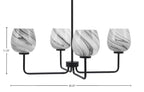 Sandia Four Light Chandelier in Matte Black with Onyx Swirl Shade