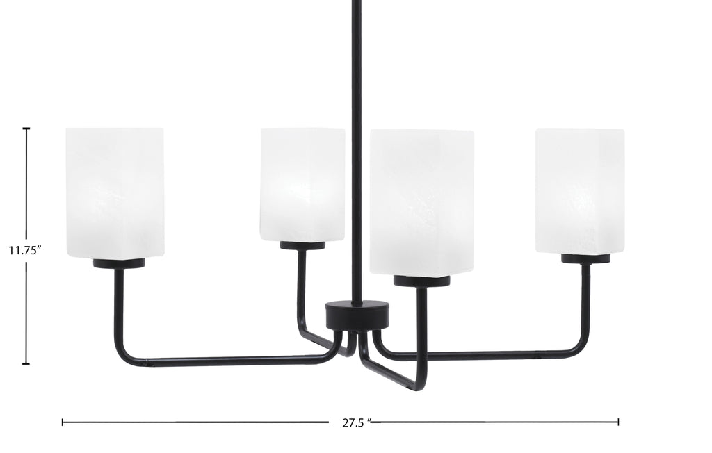 Sandia Four Light Chandelier in Matte Black with White Marble Shade