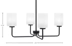 Sandia Four Light Chandelier in Matte Black with White Marble Shade
