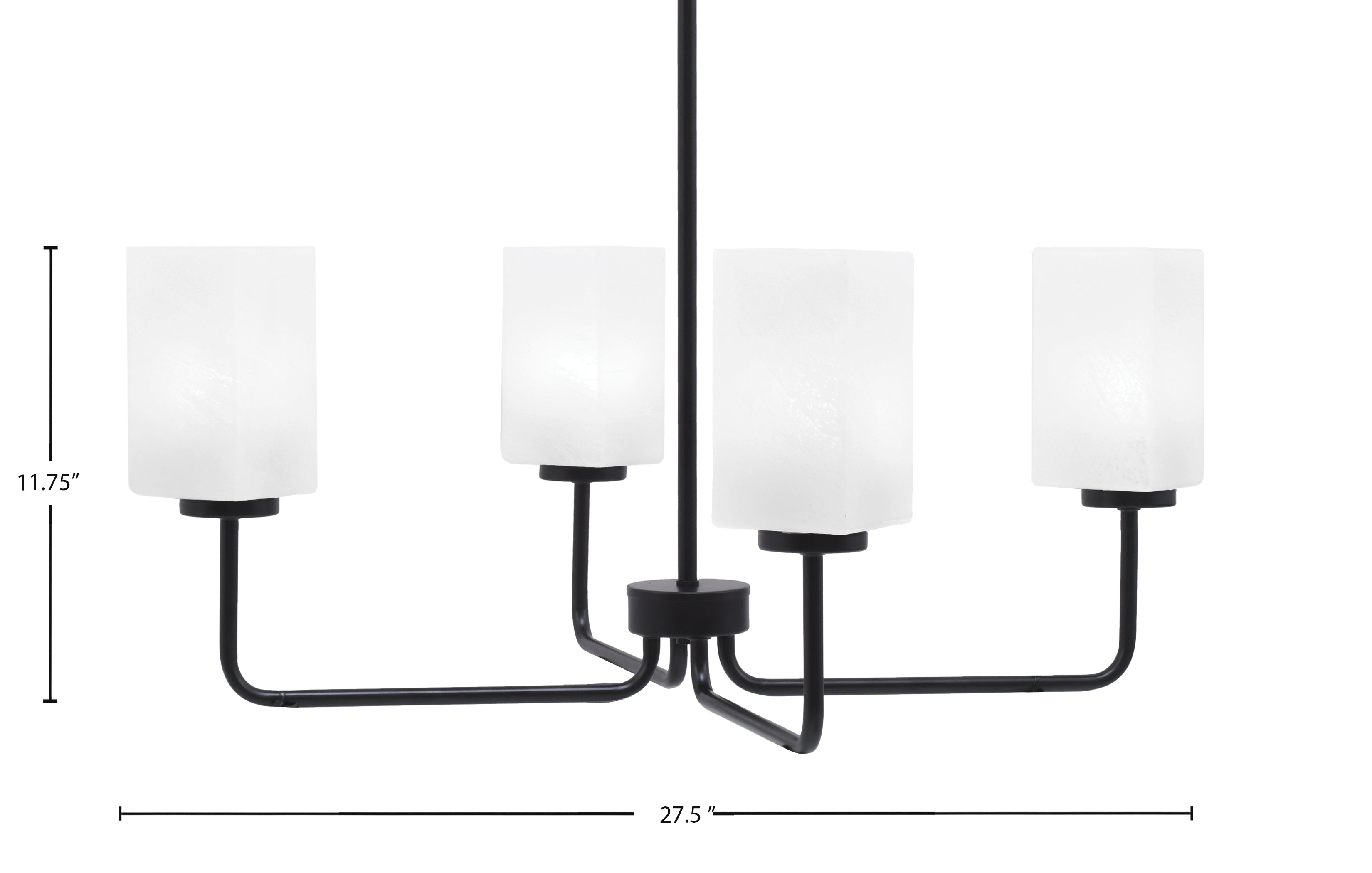 Sandia Four Light Chandelier in Matte Black with White Marble Shade
