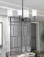 Sandia Four Light Chandelier in Matte Black with White Marble Shade