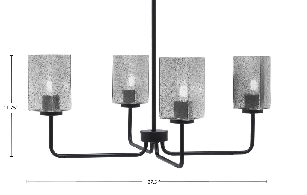 Sandia Four Light Chandelier in Matte Black with Smoke Bubble Shade