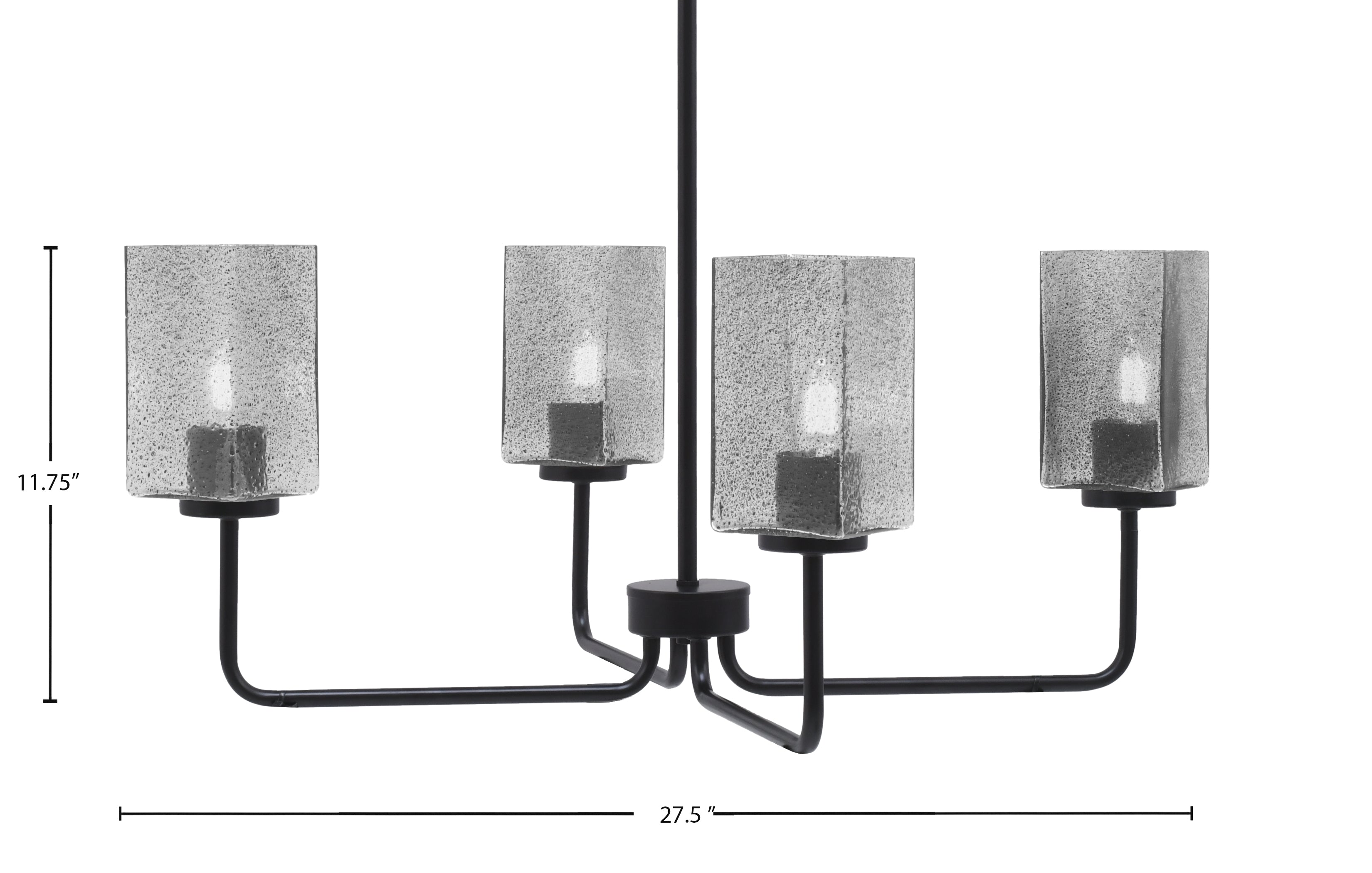 Sandia Four Light Chandelier in Matte Black with Smoke Bubble Shade