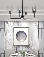 Sandia Four Light Chandelier in Matte Black with Smoke Bubble Shade