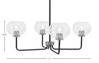 Sandia Four Light Chandelier in Matte Black & Graphite with Clear Bubble Shade