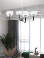 Sandia Four Light Chandelier in Matte Black & Graphite with Clear Bubble Shade