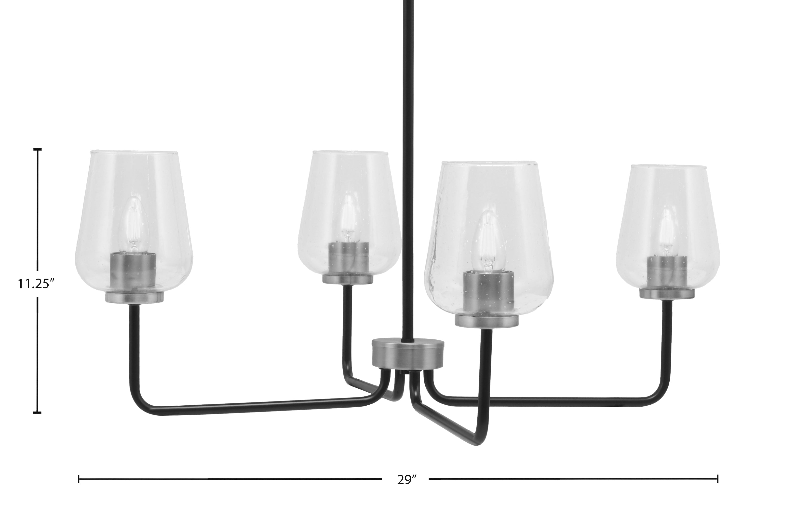 Sandia Four Light Chandelier in Matte Black & Graphite with Clear Bubble Shade
