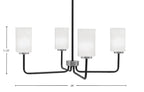 Sandia Four Light Chandelier in Matte Black & Graphite with White Marble Shade