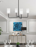 Sandia Four Light Chandelier in Matte Black & Graphite with White Marble Shade