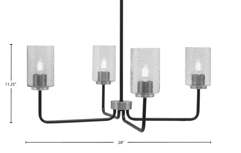 Sandia Four Light Chandelier in Matte Black & Graphite with Smoke Bubble Shade