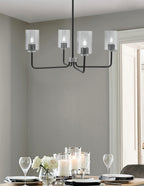 Sandia Four Light Chandelier in Matte Black & Graphite with Smoke Bubble Shade