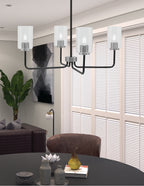 Sandia Four Light Chandelier in Matte Black & Graphite with Clear Bubble Shade