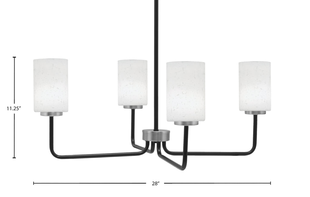 Sandia Four Light Chandelier in Matte Black & Graphite with White Muslin Shade