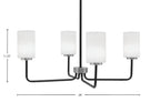 Sandia Four Light Chandelier in Matte Black & Graphite with White Muslin Shade