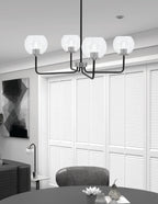 Sandia Four Light Chandelier in Matte Black & Graphite with Clear Bubble Shade