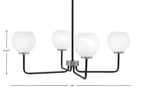 Sandia Four Light Chandelier in Matte Black & Graphite with White Marble Shade