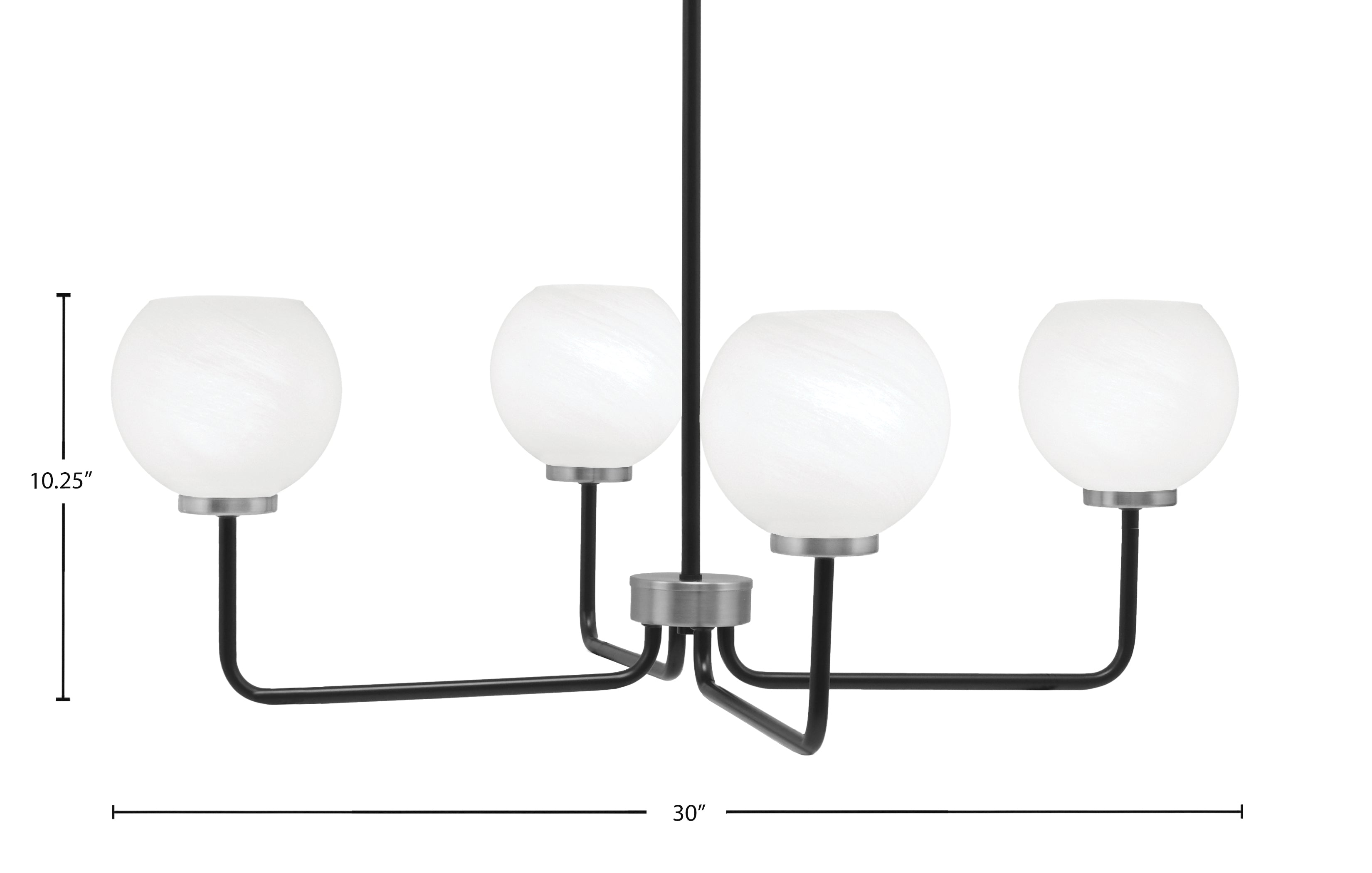 Sandia Four Light Chandelier in Matte Black & Graphite with White Marble Shade