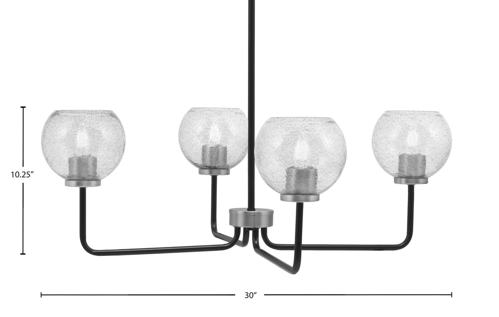 Sandia Four Light Chandelier in Matte Black & Graphite with Smoke Bubble Shade
