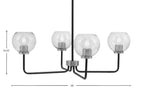 Sandia Four Light Chandelier in Matte Black & Graphite with Smoke Bubble Shade
