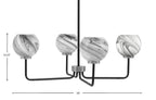Sandia Four Light Chandelier in Matte Black & Graphite with Onyx Swirl Shade