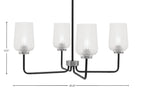 Sandia Four Light Chandelier in Matte Black & Graphite with Clear Textured Shade