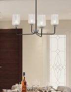 Sandia Four Light Chandelier in Matte Black & Graphite with Silver Textured Shade