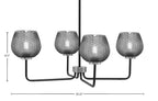 Sandia Four Light Chandelier in Matte Black & Graphite with Smoke Textured Shade