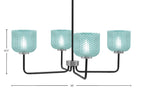 Sandia Four Light Chandelier in Matte Black & Graphite with Turquoise Textured Shade