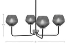 Sandia Four Light Chandelier in Matte Black & Graphite with Smoke Textured Shade