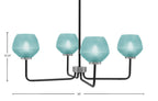 Sandia Four Light Chandelier in Matte Black & Graphite with Turquoise Textured Shade