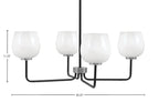 Sandia Four Light Chandelier in Matte Black & Graphite with White Marble Shade