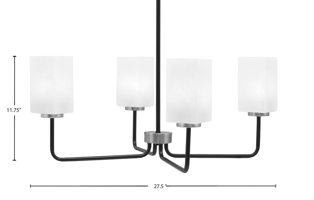 Sandia Four Light Chandelier in Matte Black & Graphite with White Marble Shade