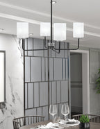 Sandia Four Light Chandelier in Matte Black & Graphite with White Marble Shade