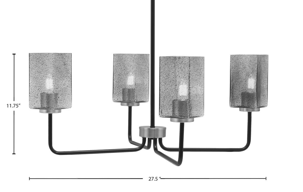 Sandia Four Light Chandelier in Matte Black & Graphite with Smoke Bubble Shade