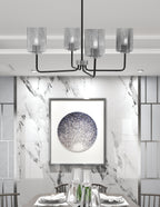Sandia Four Light Chandelier in Matte Black & Graphite with Smoke Bubble Shade