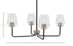Sandia Four Light Chandelier in Matte Black & New Age Brass with Clear Bubble Shade